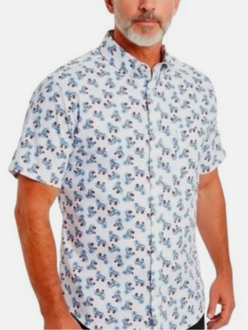 NWT Men’s Blue Roller Skates Graphic Slim Fit Button-Down Shirt